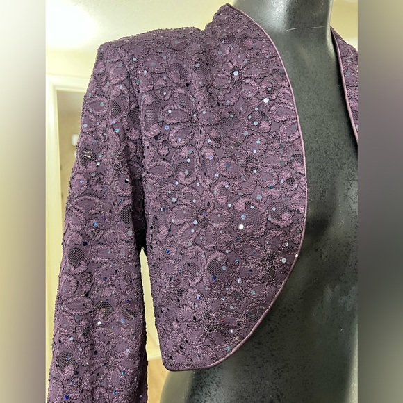 Kathy Roberts Purple Sequin Bolero Jacket Sz 8 - Picture 2 of 4
